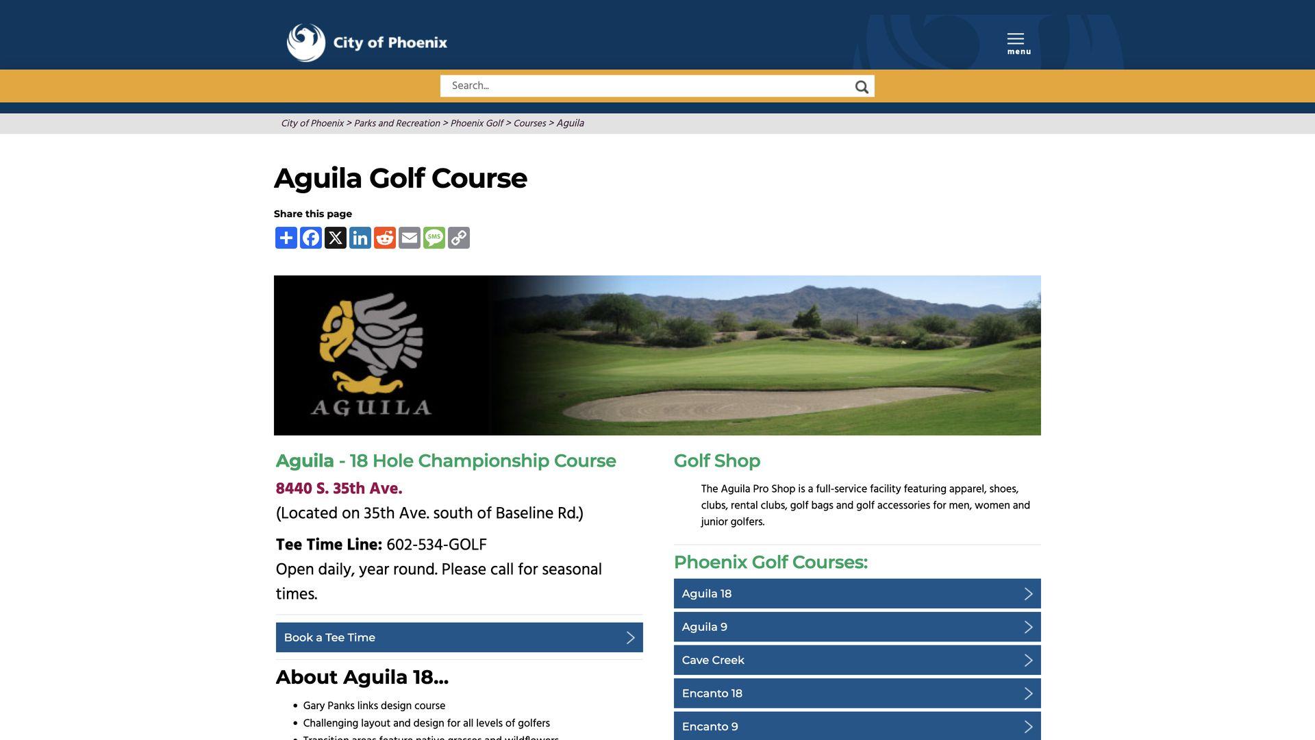 Golf Course Company Aguila Golf Course