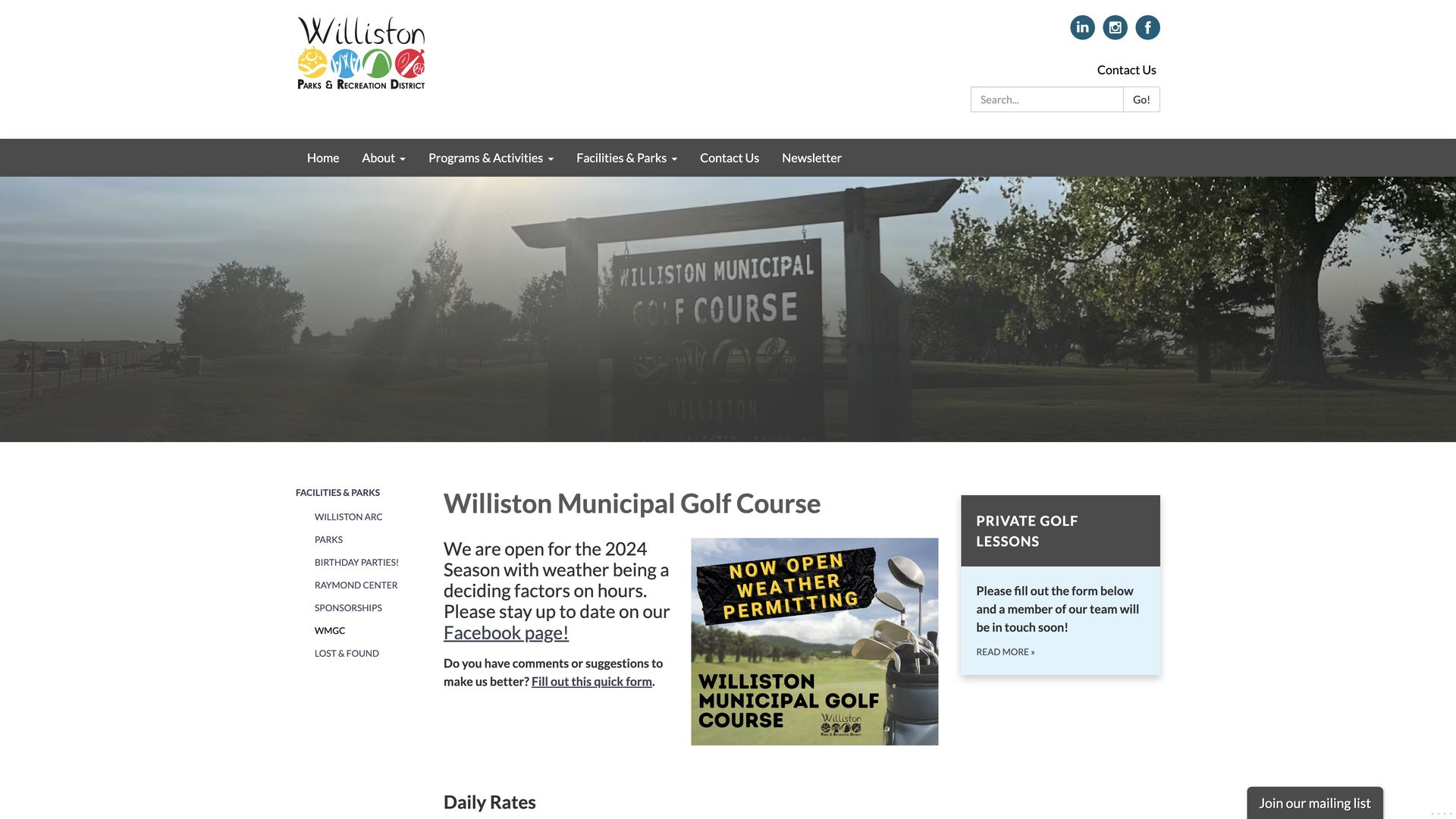 Golf Course Company Williston Municipal Golf Course